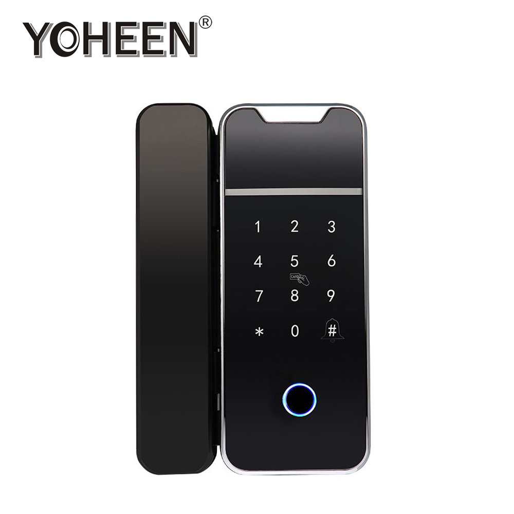 WiFi BLE TTLock APP Fingerprint Glass sliding door lock for Office and Home