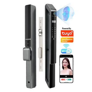 Tuya Wifi 3D Face Recognition Camera Aluminium Smart Door Lock Waterproof Hidden Fingerprint Digital Lock Wifi App Remote Lock