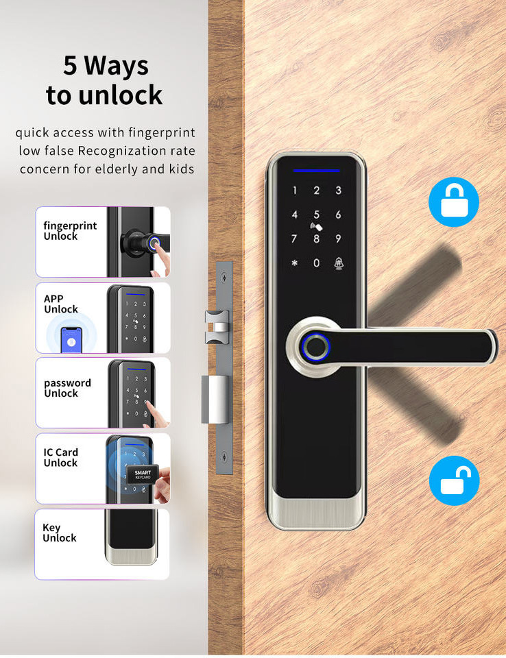 Yoheen Security Wifi Tuya Smart Locks Biometric Fingerprint Waterproof Intelligent Lock Handle Wireless Ttlock App Door Lock