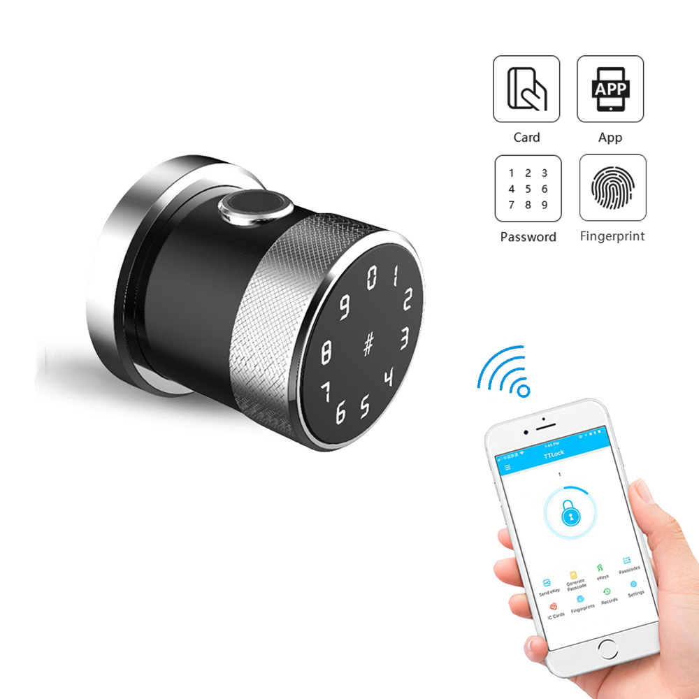 Smart Biometric Fingerprint Lock Digit Wifi App BLE Round Knob Home Apart Office Electronic Door Lock