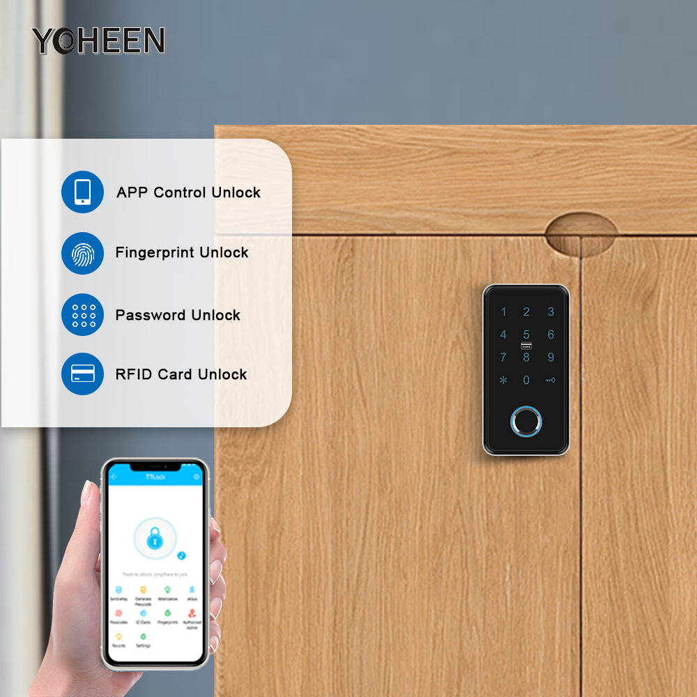 Factory Electronic Smart Password Biometric Fingerprint Drawer Locker Cabinets Gym Door lock with TTlock WIFi APP