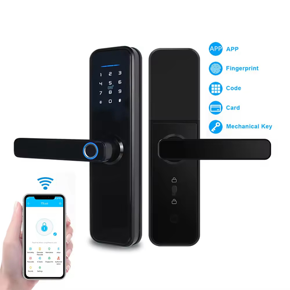 TTlock Ble App Wifi Fingerprint Smart Door Lock Fechadura Electronica Digital Home Front Door Key Card Smart Digital Door Locks