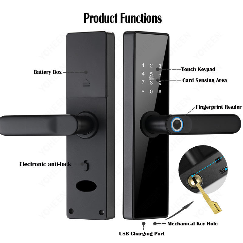 Intelligent Fingerprint Smart Door lock Blue tooth Password Keyless Apartment TTlock Tuya WiFi APP Digital Door Lock