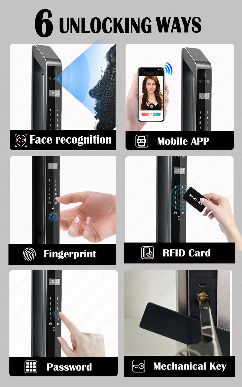 Tuya Face Recognition Door Lock Smart Fingerprint Password Key Wifi Door Lock Intelligent Fingerprint Lock Security Door