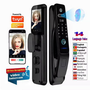 Manufacturer Fully Automatic Tuya Wifi Multi Language Visual Intercom 3d Face Recognition Tuya Wifi Smart Door Lock With Camera