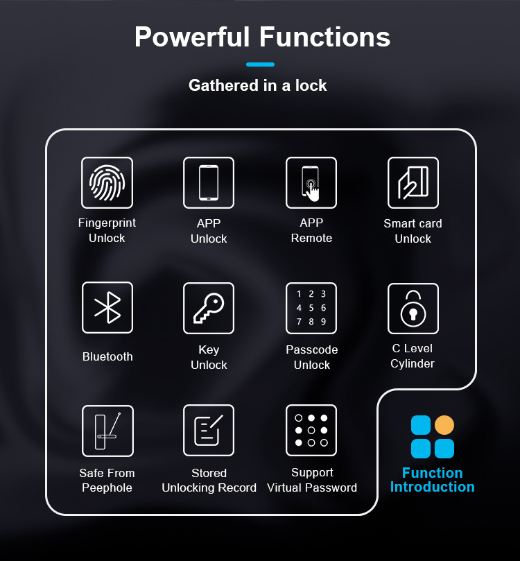 Home Security Deadbolt Lock Set BLE WIFI Ttlock APP Electronic Digital Fingerprint Keyless Smart Door Lock Aluminum Alloy T1