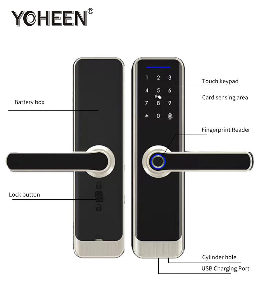 Yoheen Security Wifi Tuya Smart Locks Biometric Fingerprint Waterproof Intelligent Lock Handle Wireless Ttlock App Door Lock