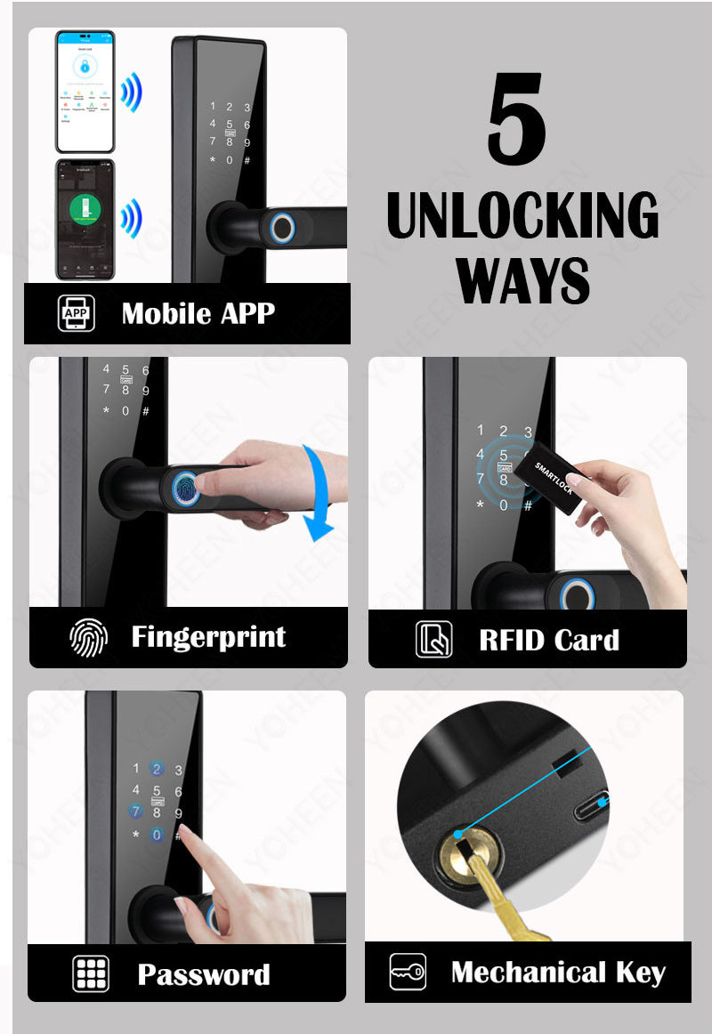 Intelligent Fingerprint Smart Door lock Blue tooth Password Keyless Apartment TTlock Tuya WiFi APP Digital Door Lock