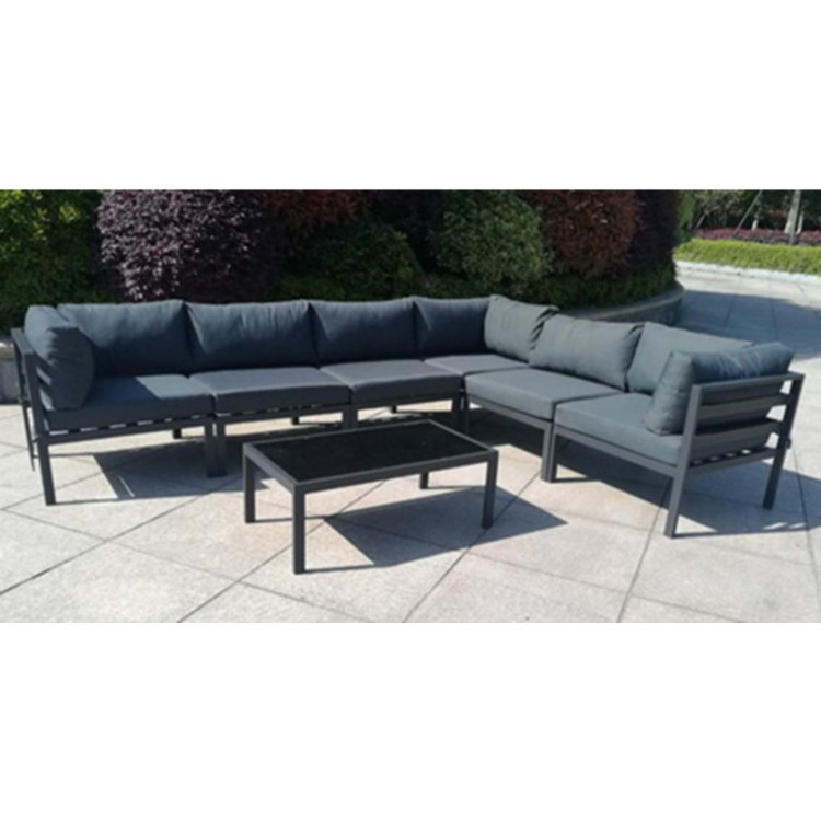 Yoho outdoor furniture outdoor L shape conversation sets  aluminum black sofa set for Garden patio garden sofas