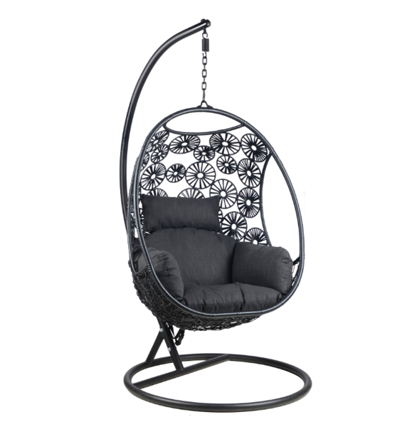 YOHO Modern Metal Egg Swing with High Quality Steel Frame and Waterproof Cushion for Outdoor and Park Use Rattan Patio Swings