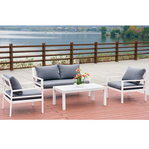 Outdoor Aluminium Chair With Table Garden Furniture 4 Seater Metal Patio Wood Furniture Sets