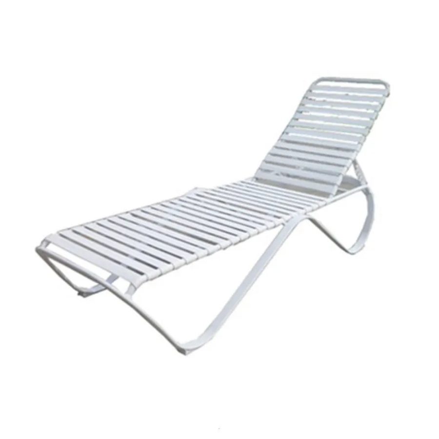 Beach Swimming Pool Side PVC Belt Sun Lounger Chaise Lounge Chair Poolside Aluminum Leisure Lounger Chair for Hoel Garden