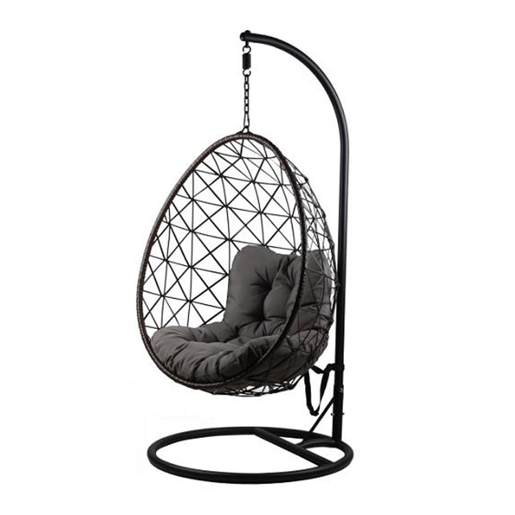 YOHO Modern Metal Egg Swing with High Quality Steel Frame and Waterproof Cushion for Outdoor and Park Use Rattan Patio Swings