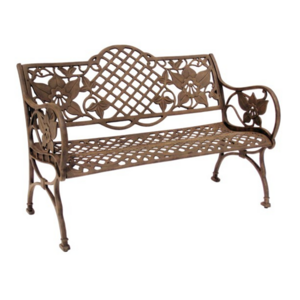 Bronze all cast aluminum garden bench vintage flower pattern style patio park bench chair 2 seat metal bench