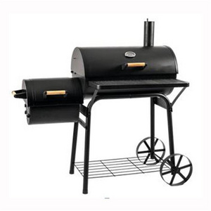 YOHO Outdoor Large Backyard Party Garden Trolley  BBQ Grills Wood Fuel Steel Charcoal Smoker