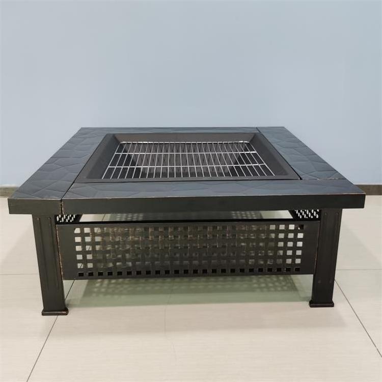 Hot Sale Durable Rectangle Fire Pit Steel Table Wheels Fire Pit Table Outdoor Patio Garden BBQ Fire Pit Fuel Available Square