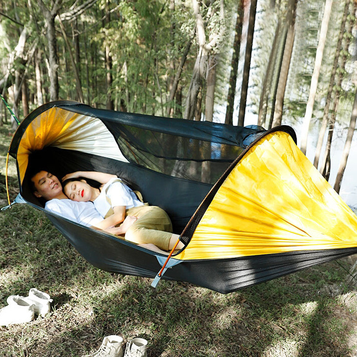 Nylon Portable 2 Person Portable Outdoor Parachute Camping Nylon Tent Hammock With Mosquito Net hammock waterproof