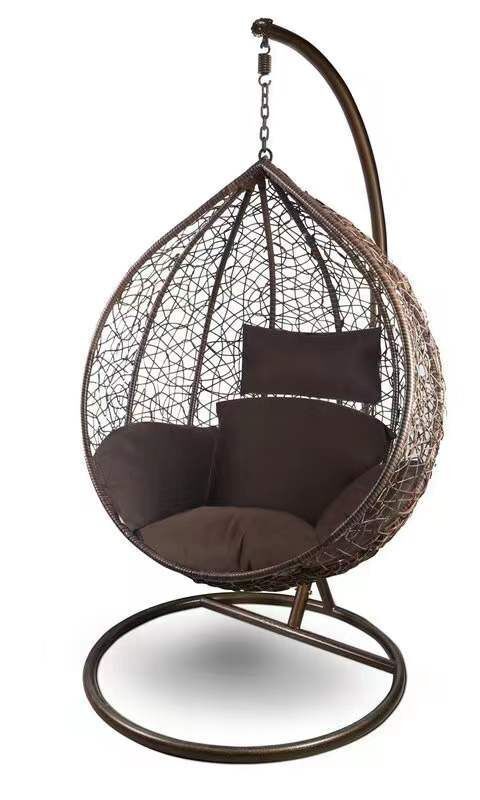 Outdoor Patio Hanging Swing Egg Char With Stand Rattan Egg Chair