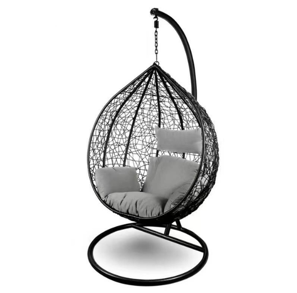 Outdoor Patio Hanging Swing Egg Char With Stand Rattan Egg Chair