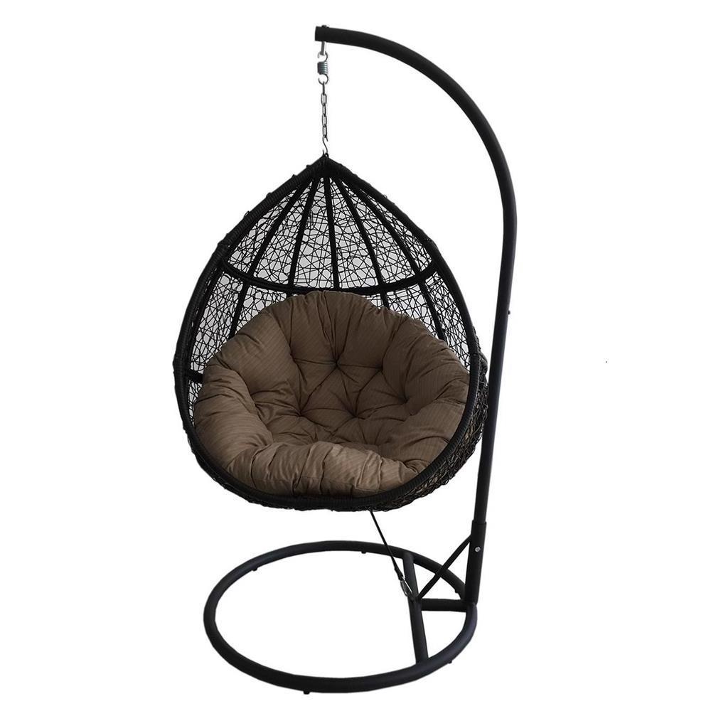 Courtyard High Quality Rattan Patio Swing Chair Outdoor Egg Chair with Stand Hanging Pod for Park and Hotel Use