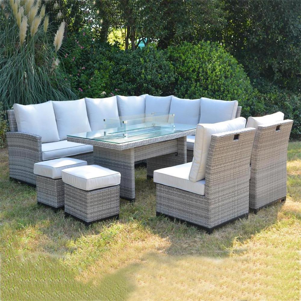 Customizable 7-Piece Aluminum PE Rattan Outdoor Patio Set Sectional Corner Sofa Tea Table Cushions Dining Furniture LOGO Imprint