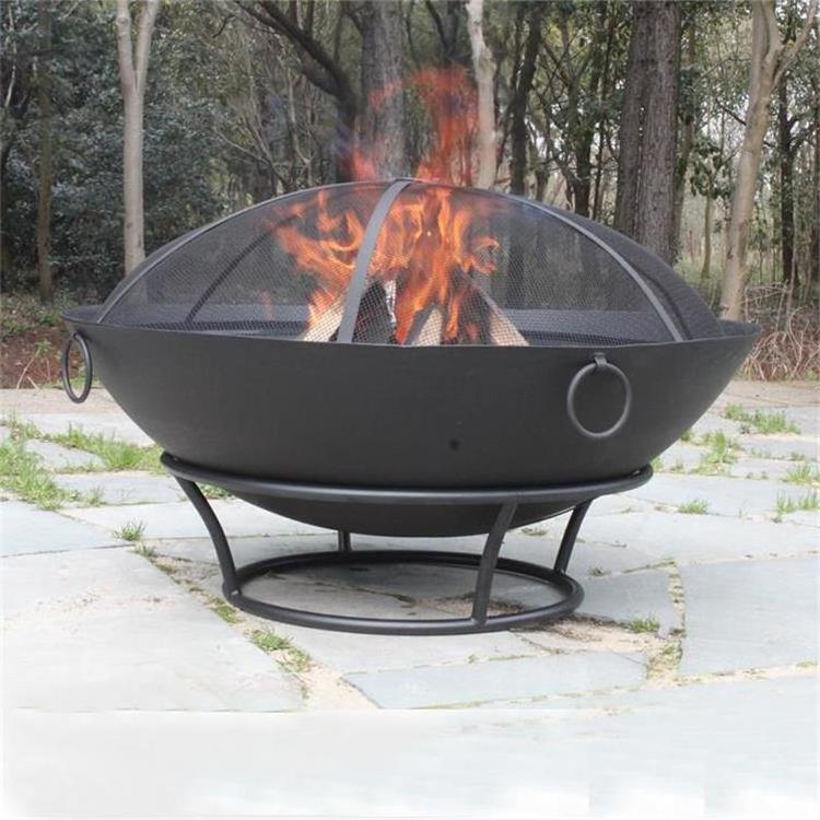 Outdoor Garden Fire Pit Table Top Wood Burning Slate with BBQ Grill and Poker for Patio Use