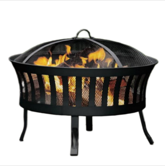 Outdoor Garden Fire Pit Table Top Wood Burning Slate with BBQ Grill and Poker for Patio Use