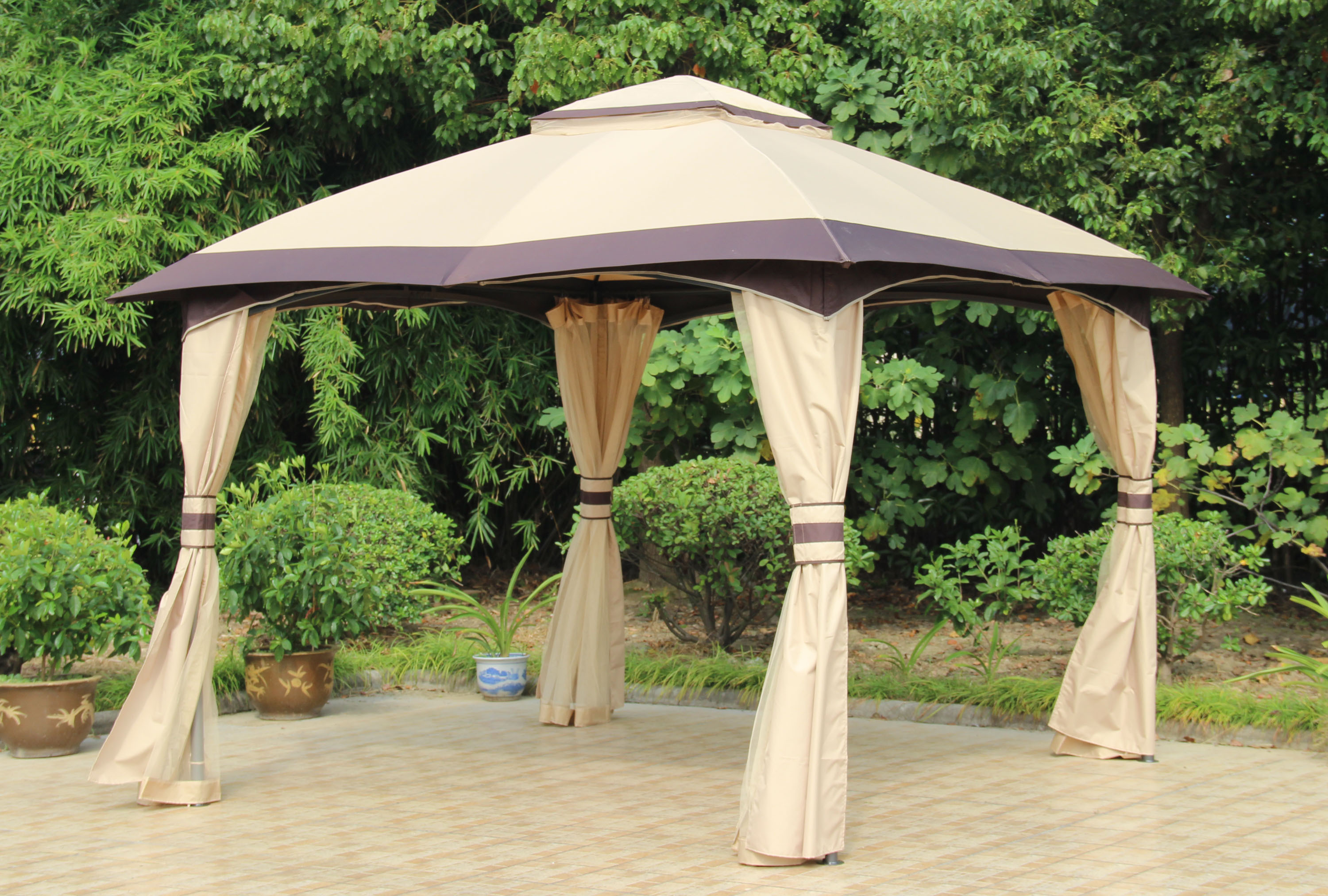 Hot sales garden winds rome post gazebo replacement canopy top cover and netting