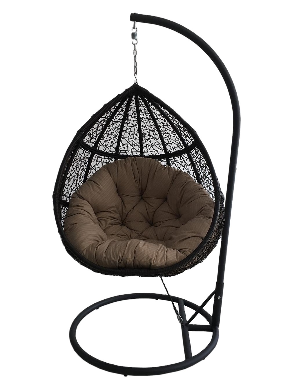 Rattan outdoor egg hanging chair with metal stand nest swing chair