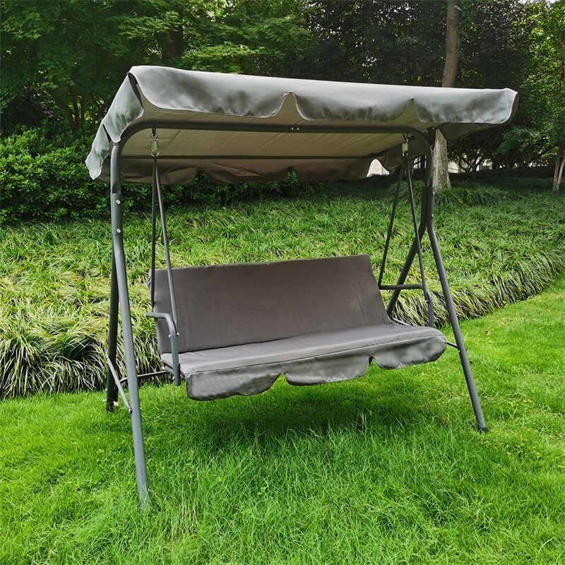 Traditional Style Outdoor Furniture Canopy Garden Backyard Cushioned Steel Frame Hammock Swing