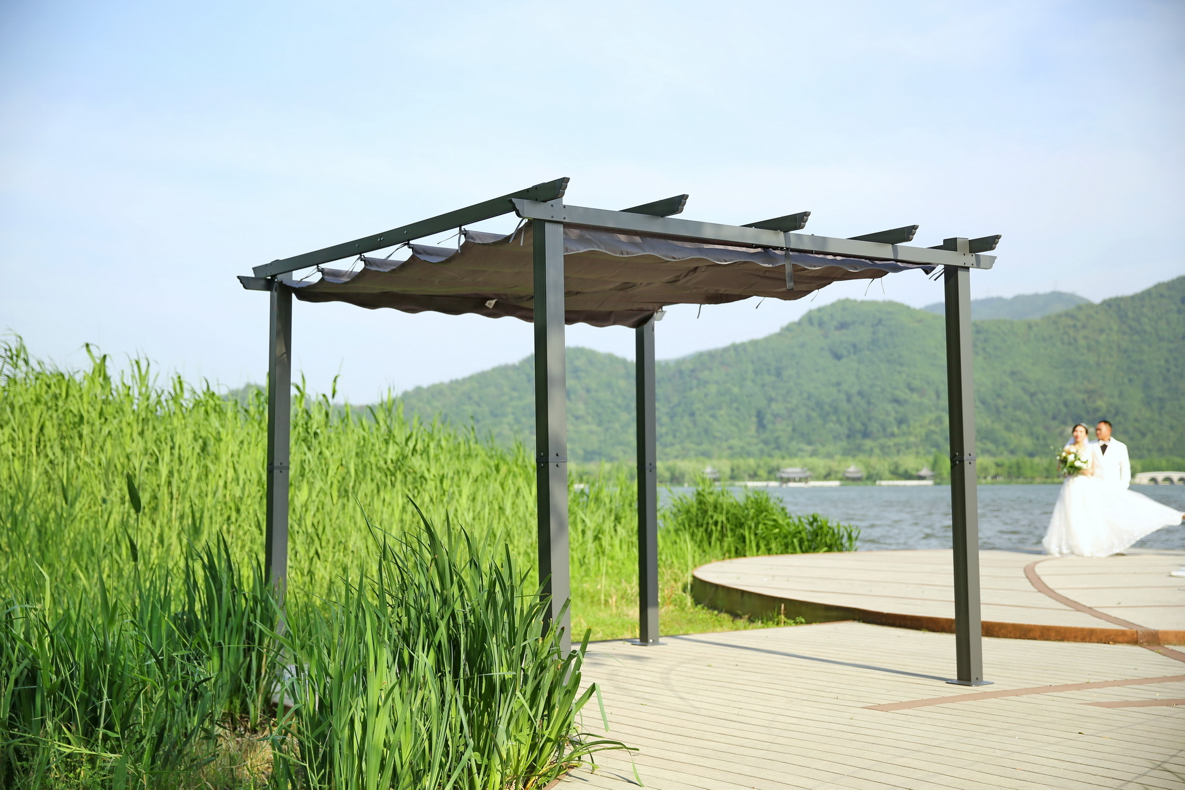 YOHO All Weather Outdoor Garden Gazebo Pergola Waterproof Opening Roof sunshade outdoor gazebo