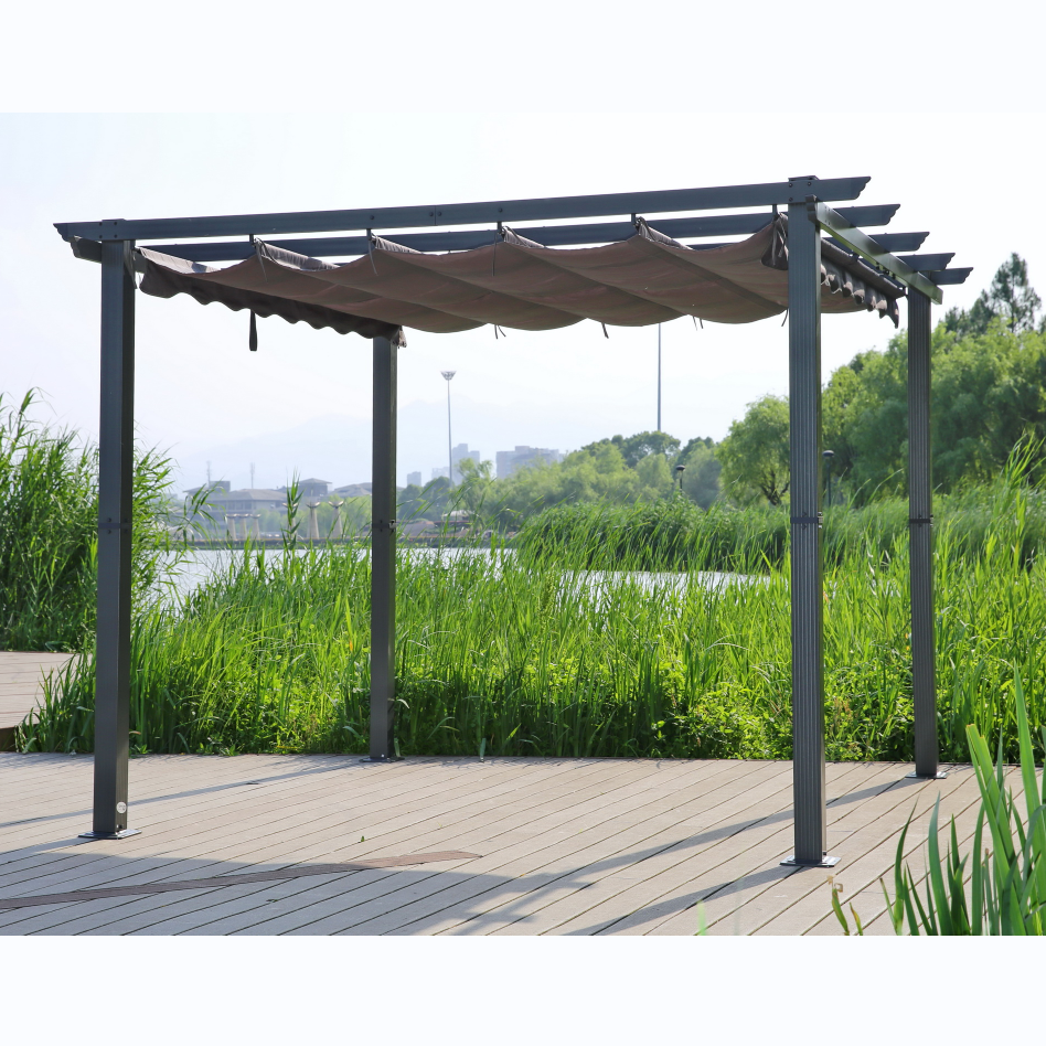 YOHO All Weather Outdoor Garden Gazebo Pergola Waterproof Opening Roof sunshade outdoor gazebo