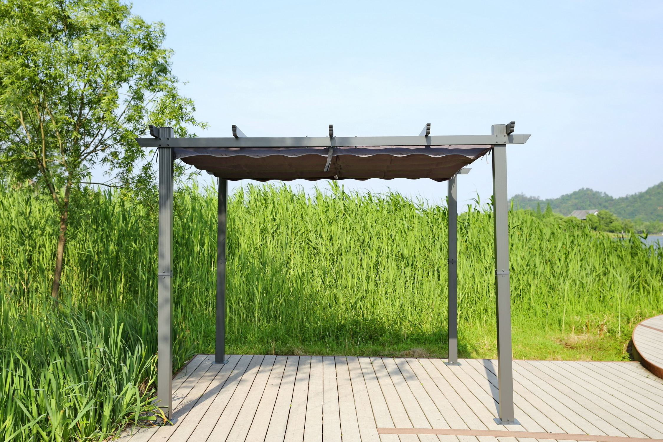 YOHO All Weather Outdoor Garden Gazebo Pergola Waterproof Opening Roof sunshade outdoor gazebo