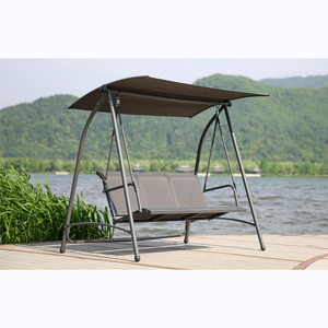 YOHO Cheap Garden Patio swings chair hanging 2 seats chair metal frame Patio swings with cushions with canopy