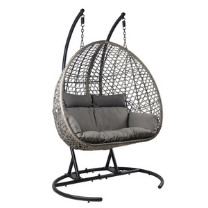 Yoho Modern Outdoor Hanging Egg Chair Best Seller Double Zero Gravity Rattan Swing for Park or Hall for Outdoor Furniture