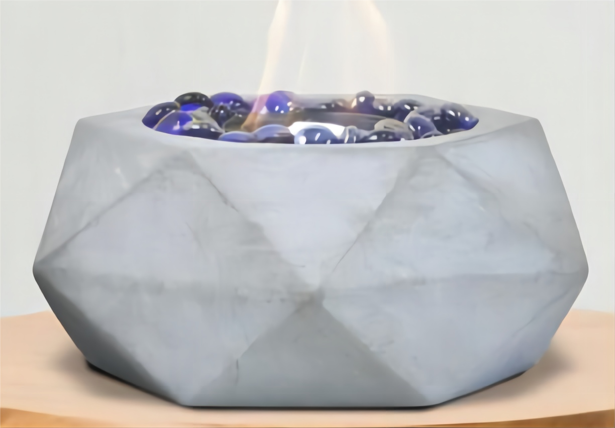 YOHO New Arrival Concrete Tabletop Fire Pit Indoor warming round bowl gas burner Bio ethanol table Fireplace table top fire pit