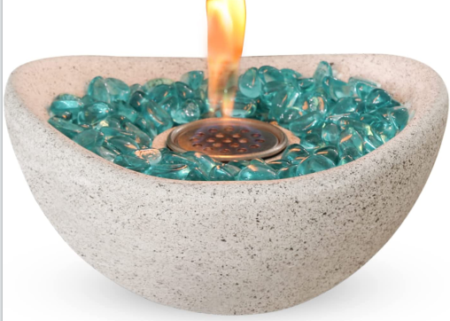 YOHO New Arrival Concrete Tabletop Fire Pit Indoor warming round bowl gas burner Bio ethanol table Fireplace table top fire pit