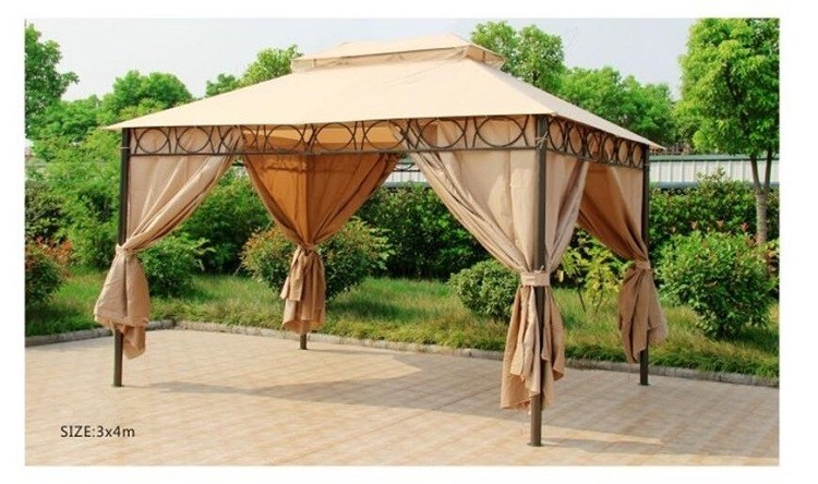 Customized 3x4 Iron Steel Patio Gazebo 12' x 12' Outdoor Aluminum Gazebos with 150 Aluminum Frame for Wedding Decorations