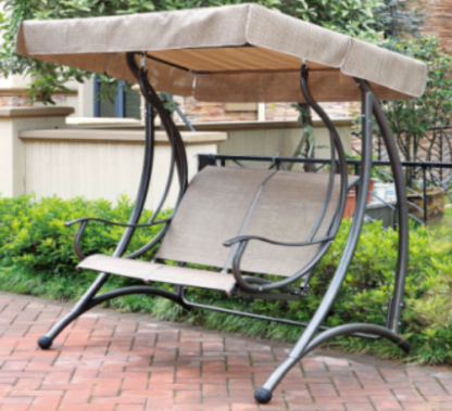 YOHO High Quality Wholesale Garden metal frame swing bed and canopy hanging 3 seats chair  with cushions