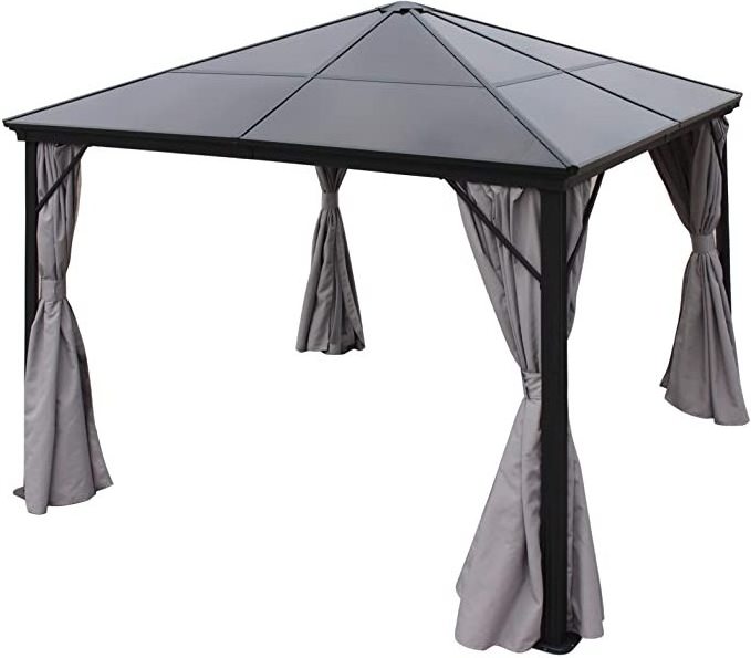 Hardtop 3x4m Aluminum gazebo with curtain 10x13ft Pavilion Plastic PC Canopy Tent Gazebo with net