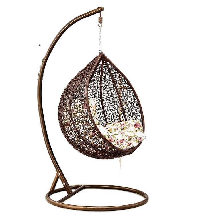 Yoho Full KD Rattan Swing Chair High Quality Hanging Egg Chair Cushion Stand Indoor Outdoor Garden Patio Park Courtyard Hall