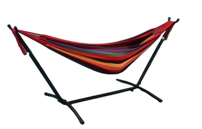 YOHO outdoor metal steel large folding portable  450 pounds capacity double standing hammock chair stand with carry bag