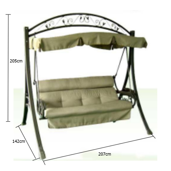 Swing With Canopy Metal Steel Frame Outdoor all weather Patio Garden furniture set outdoor 3 seater swing for adult swing chair