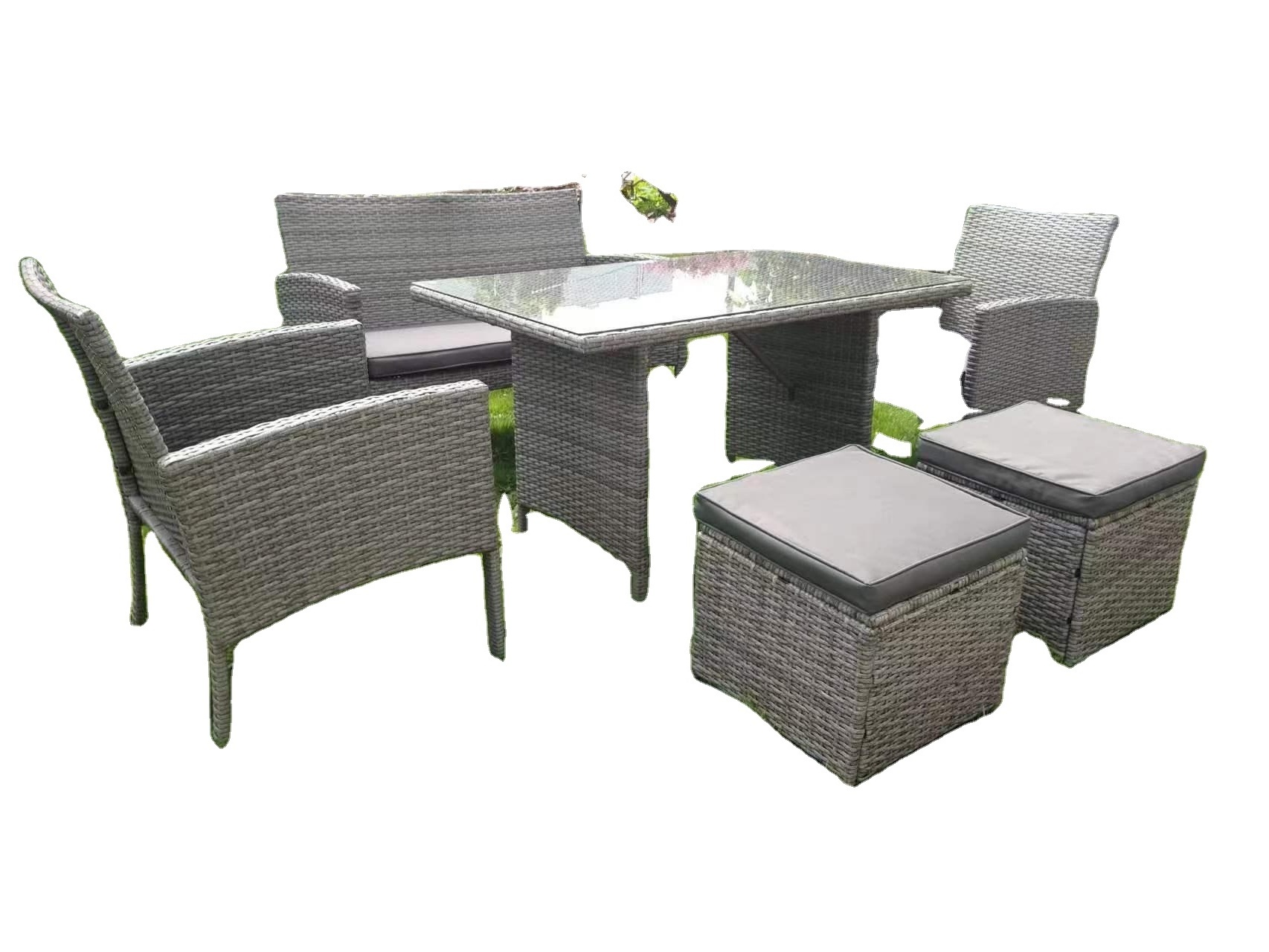 Luxury Outdoor garden patio modern corner rattan sofa set garden furniture sectional sofa set with gas fire pit table