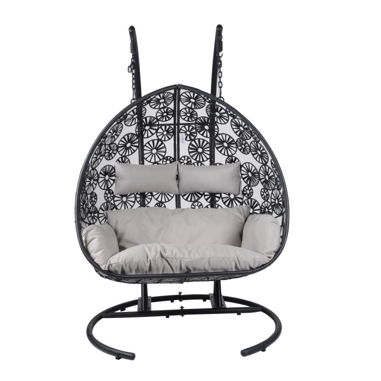 Stock short leadtime YOHO Modern Morden Rattan Hanging Egg Chair Indoor and Outdoor Patio Swing with Stand for Lover