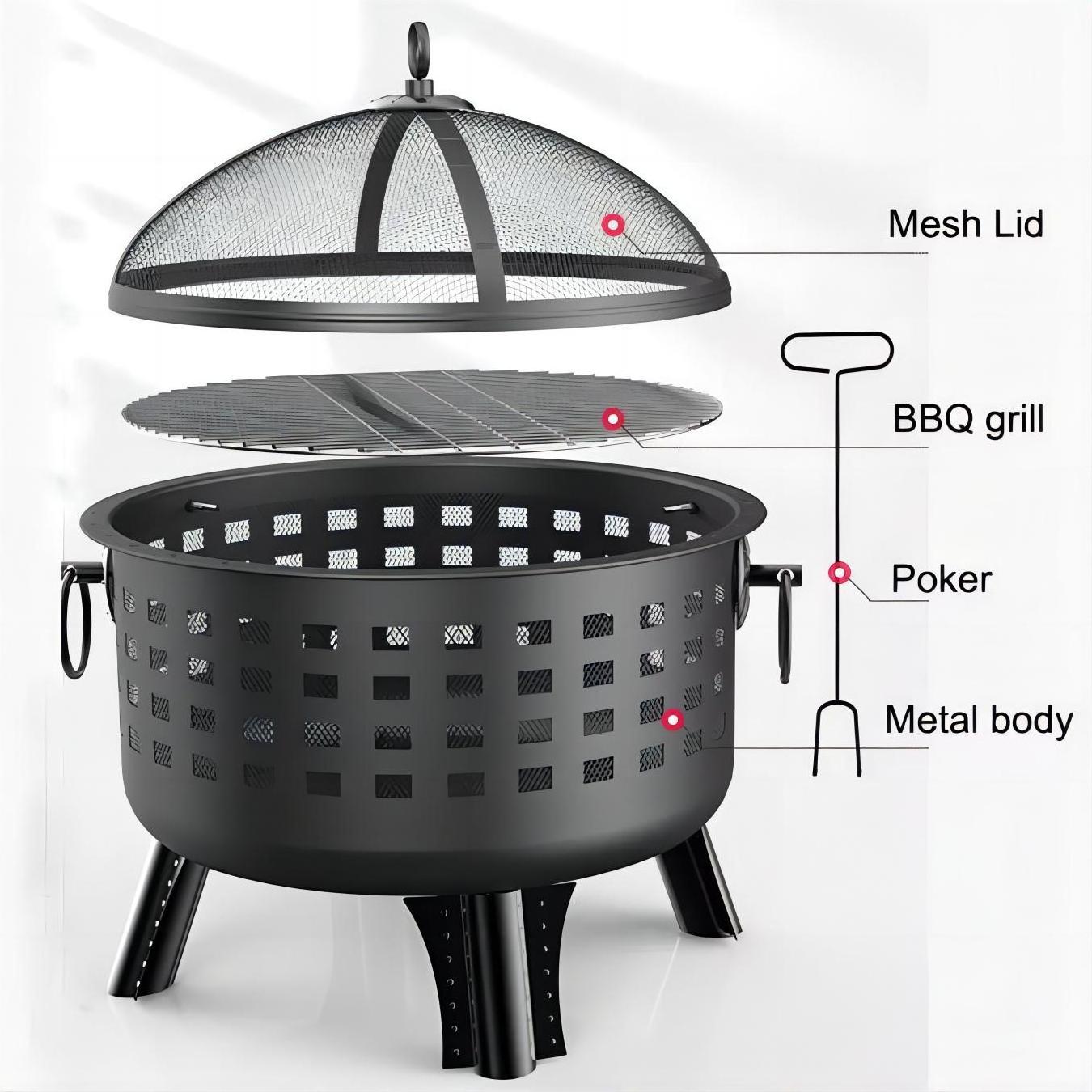 YOHO Hot Sale  Round Modern  Outdoor Patio  Garden Bonfire Mini Scriptures Steel Bowl Custom Fire Pit