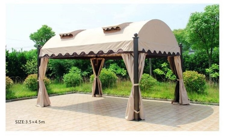 Outdoor 3*3 square garden rattan wrought iron folding gazebo