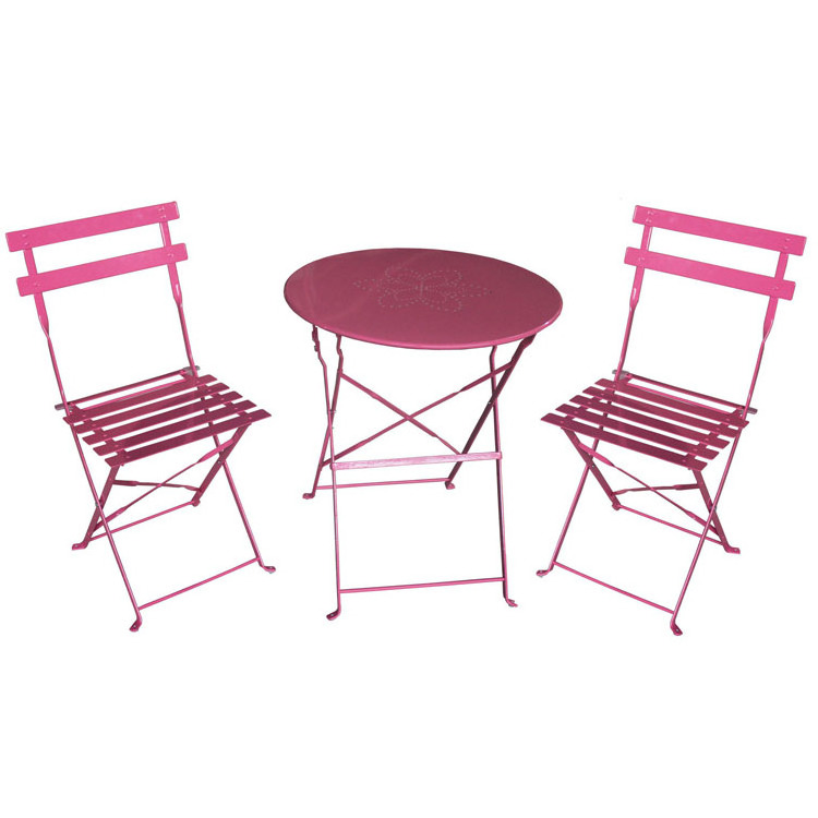 Yoho Outdoor Folding Furniture Garden Chairs And Table 3pcs Patio Metal Bistro Sets