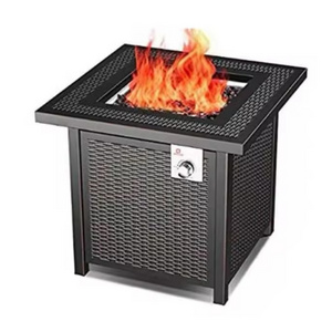 Wholesale outdoor gas fire table rattan pattern gas fire pit square garden warm heating table propane 50000 BTU fireplace