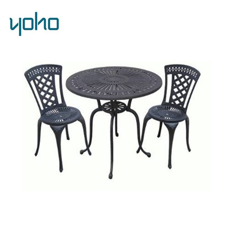 Cast aluminum 3pc Bistro Set Garden Yard Outdoor Furniture Cast Aluminum Patio Bistro Set  Round Table and Arm Chairs